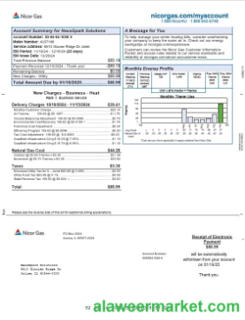 USA Northeast Ohio Regional Sewer District business utility bill Word and PDF template